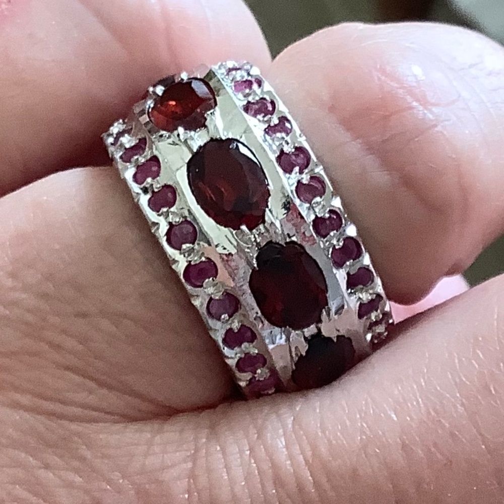 NWOT sterling SILVER 925 GARNET/RUBY RING - Picture 4 of 7
